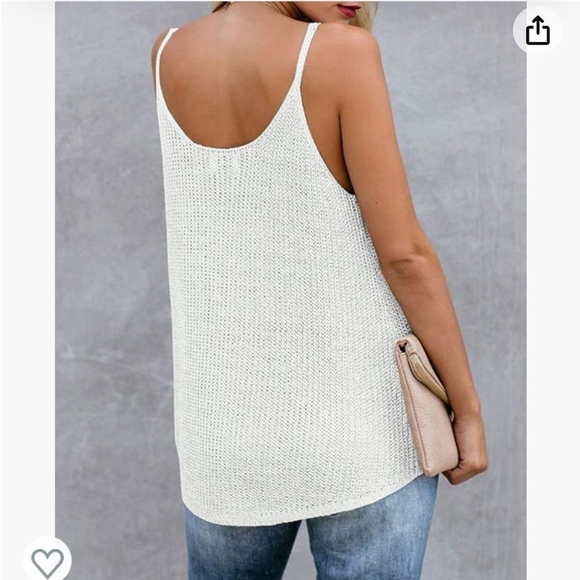 Scoop Neck Knit Sweater Tank Top Tunic in White Size Large - Picture 3 of 9